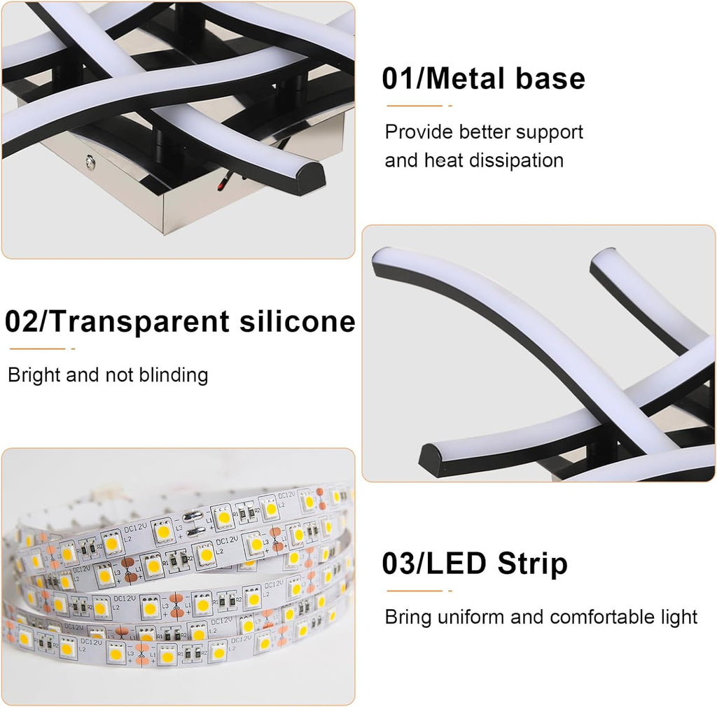 Ceiling Light - Black Aluminium Frame, Warm Light