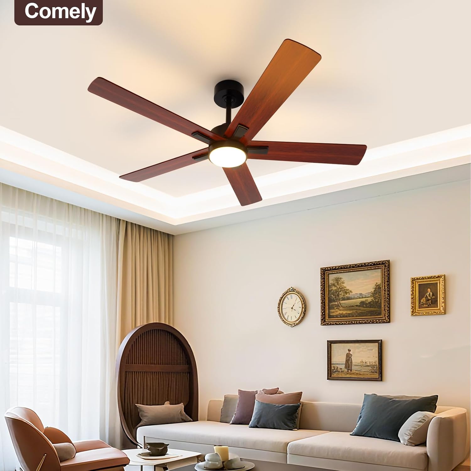 Ceiling Light - Black Wood Frame, Tunable and Dimmable