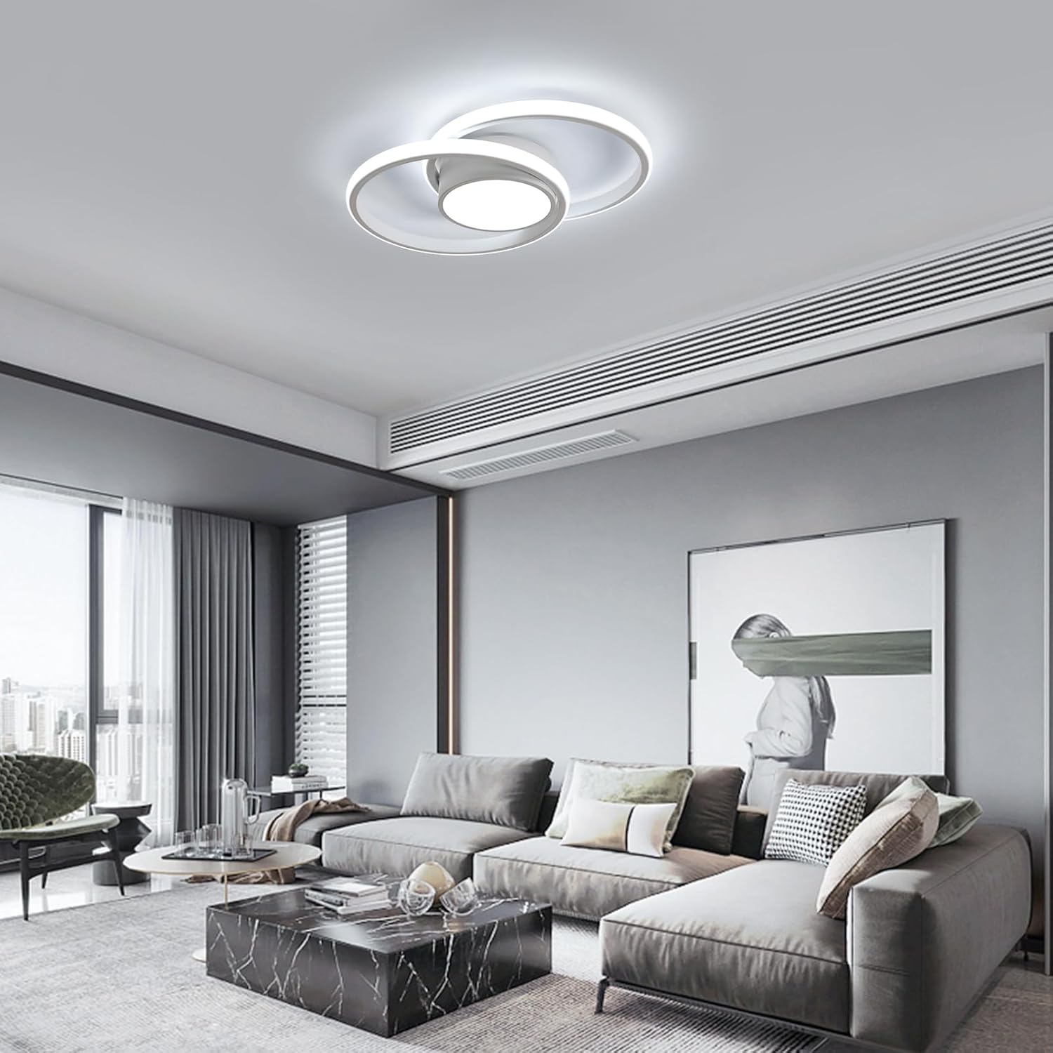 Ceiling Light - White Metal Frame, Tunable and Dimmable
