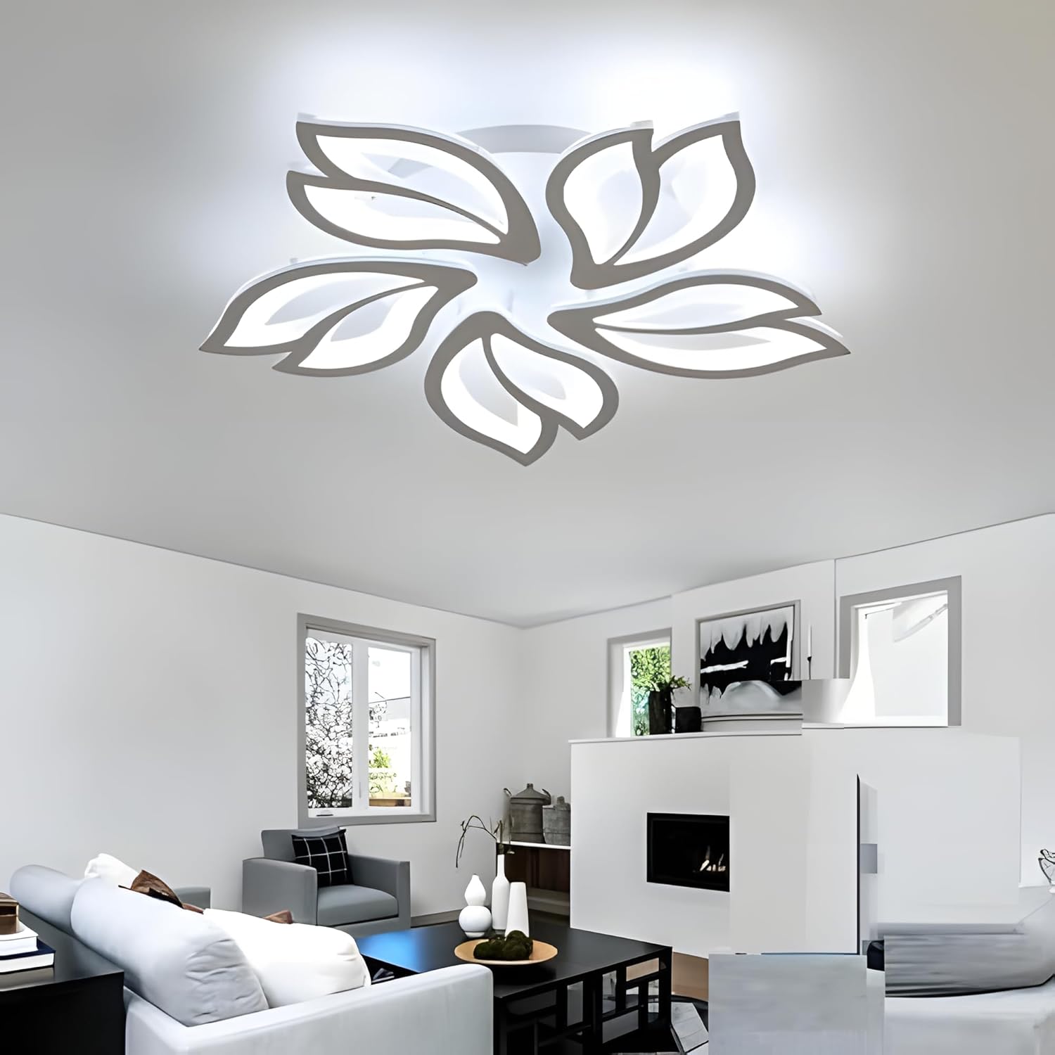 Ceiling Light - White Acrylic Frame, White Light