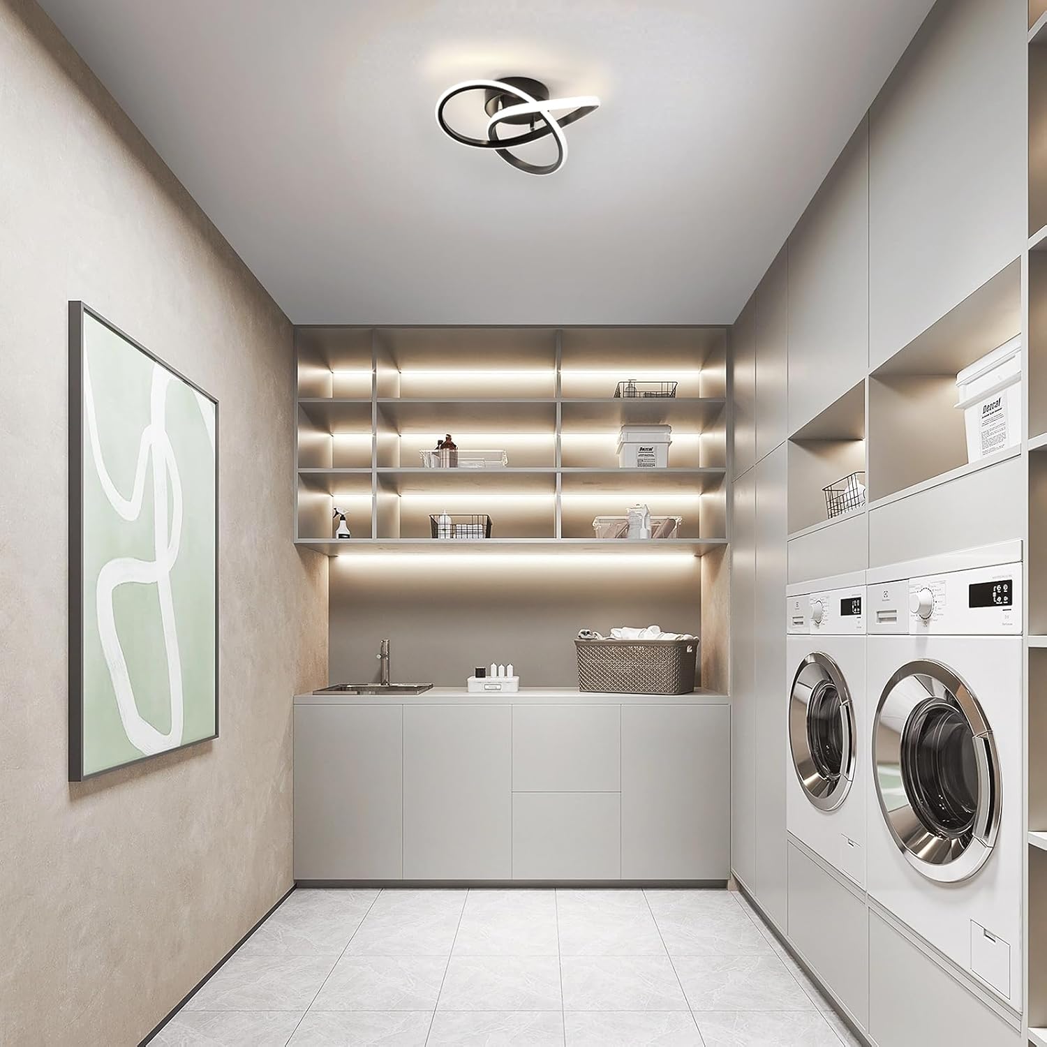Ceiling Light - Black Aluminium Frame, Natural Light