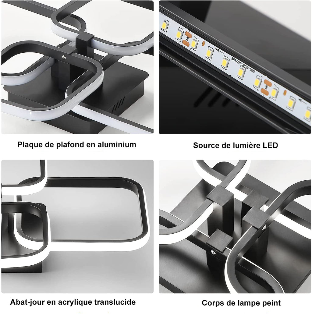 Ceiling Light - Black Aluminium Frame, White Light