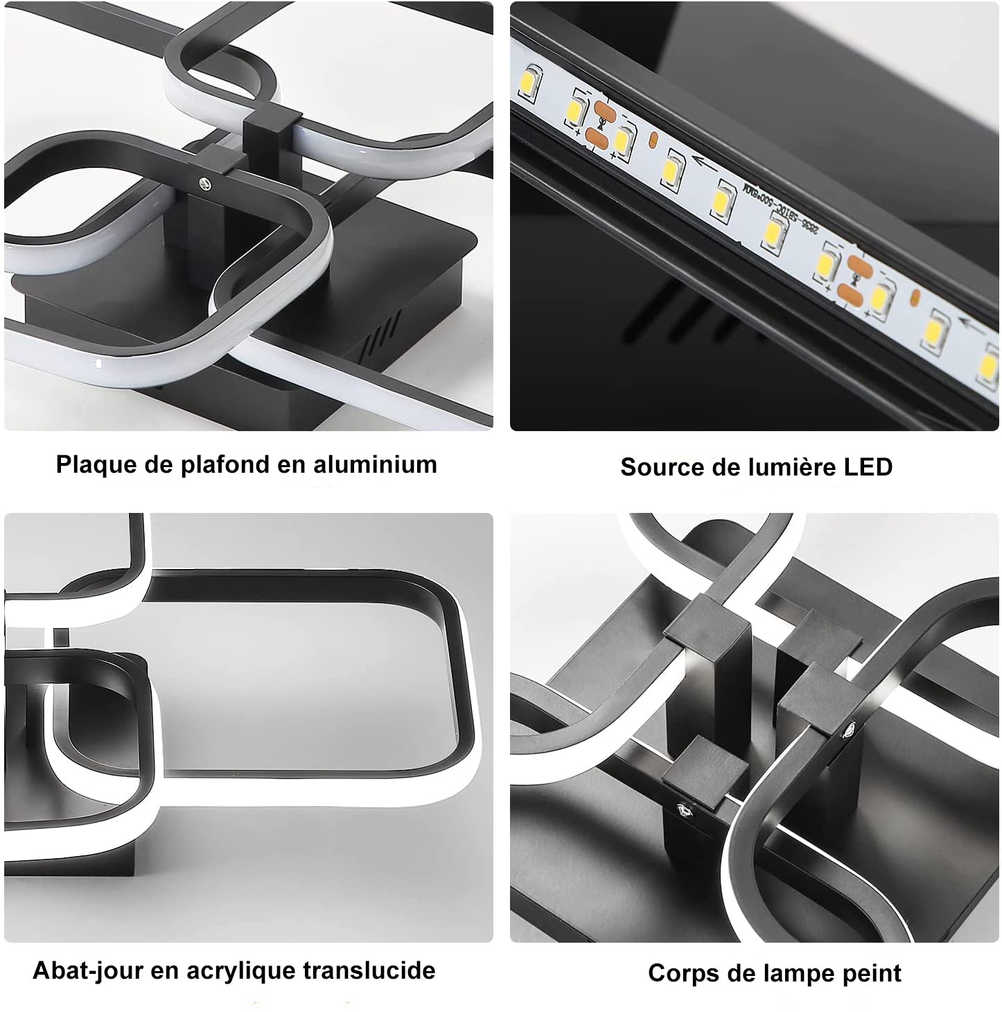 Ceiling Light - Black Aluminium Frame, White Light