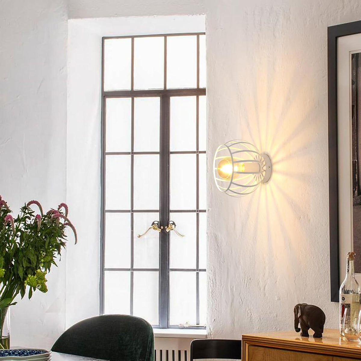 Ceiling Light - White Metal Frame