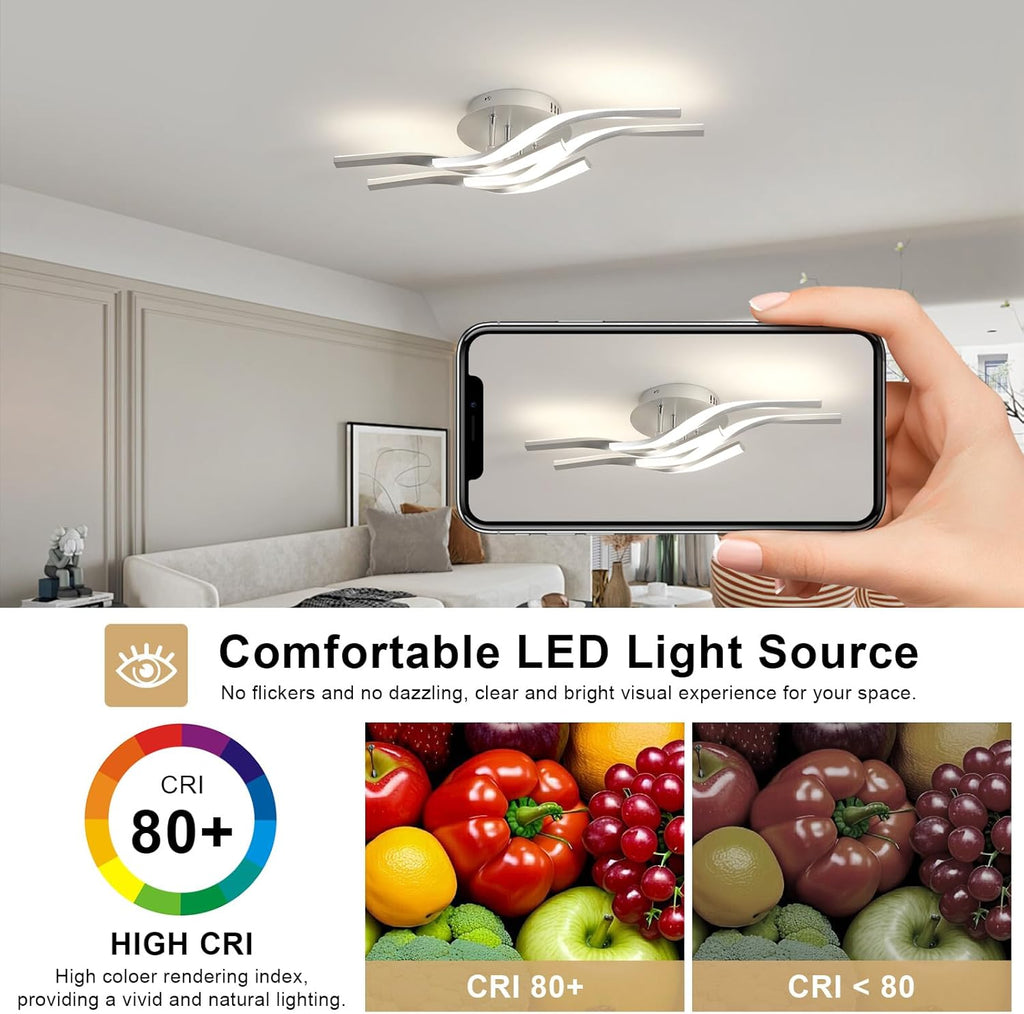 Ceiling Light - Silver Aluminium Frame, Natural Light