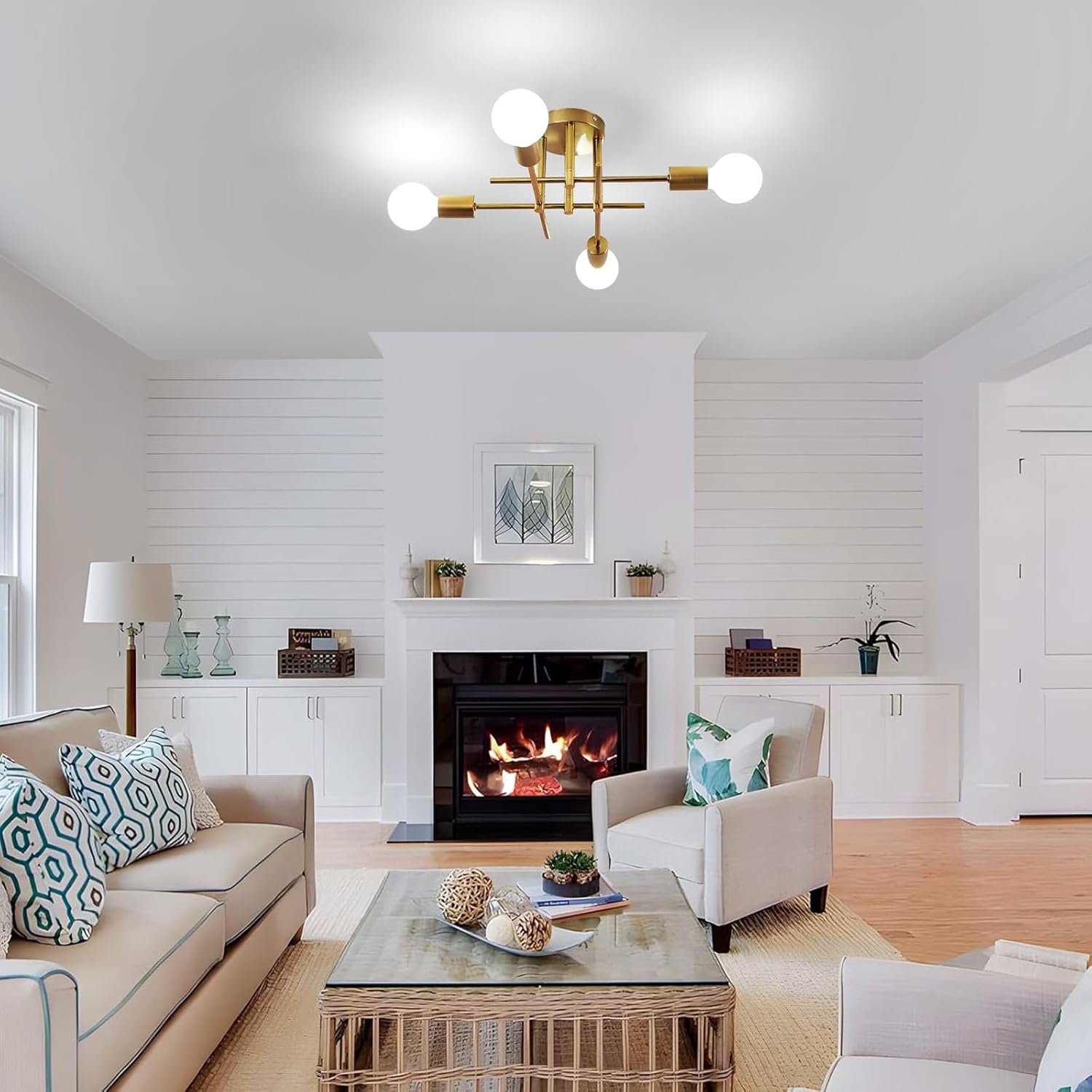 Ceiling Light - Gold Metal Frame