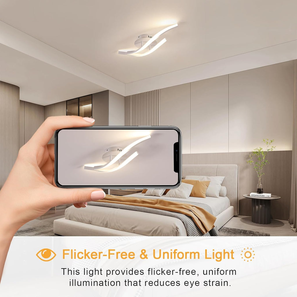 Ceiling Light - White Aluminium Frame, Warm Light