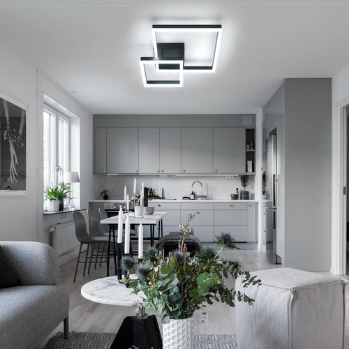Ceiling Light - Black Acrylic Frame, White Light