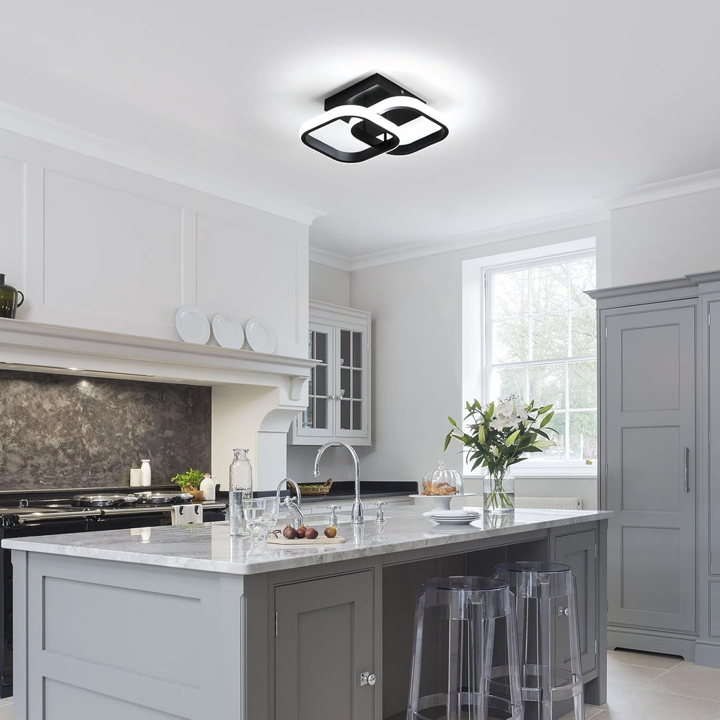 Ceiling Light - Black Aluminium Frame, White Light