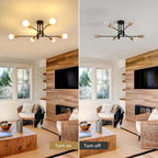 Ceiling Light - Black & Wood Metal Frame