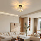 Ceiling Light - Black Crystal Frame, Warm Light