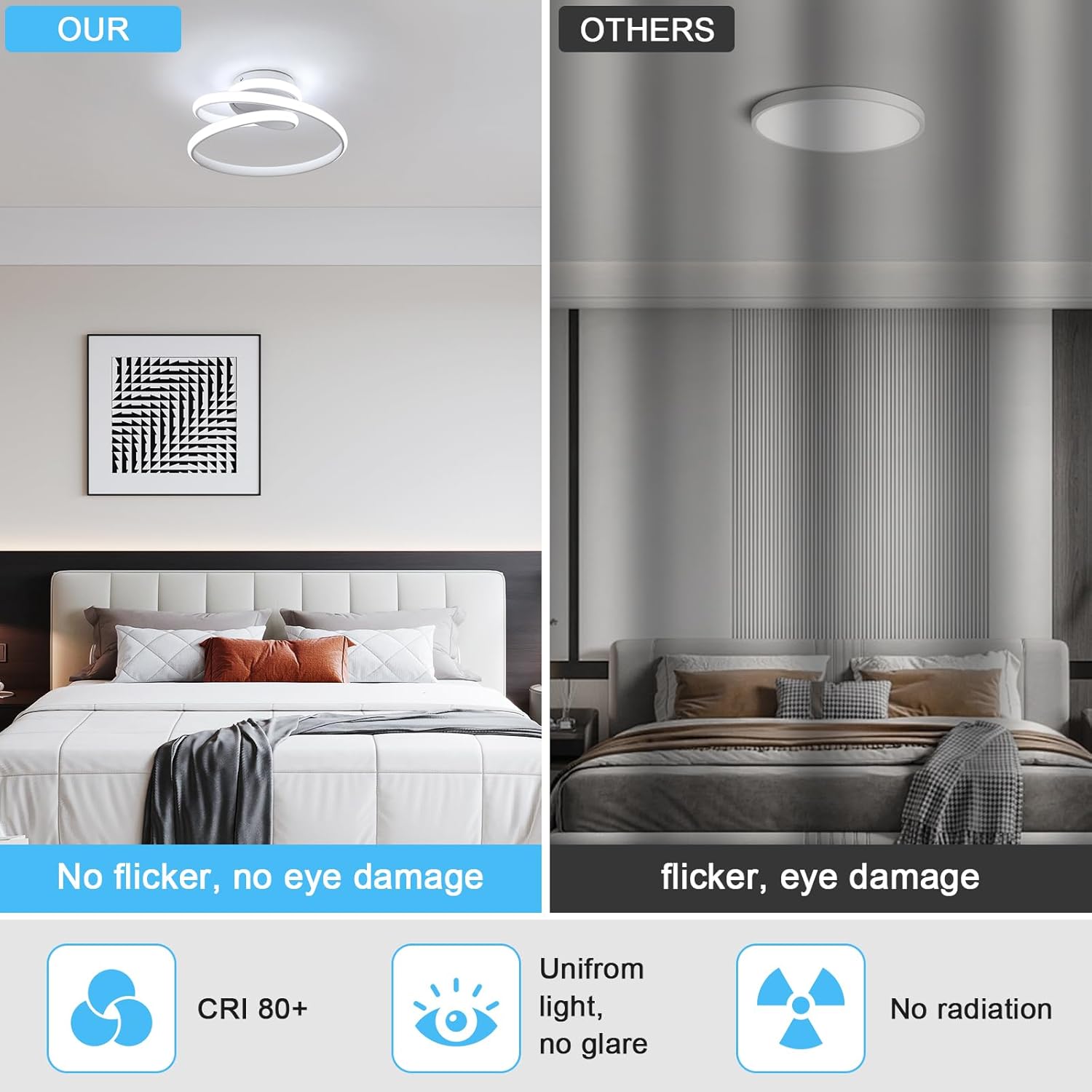 Ceiling Light - White Aluminium Frame, White Light