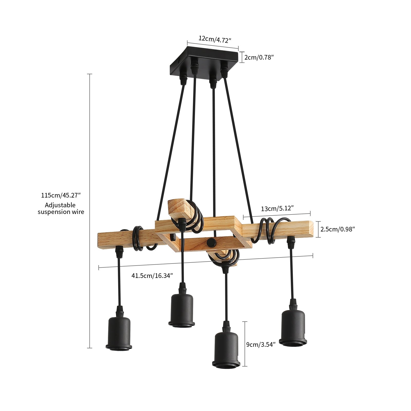 Chandeliers - Wood Metal Frame