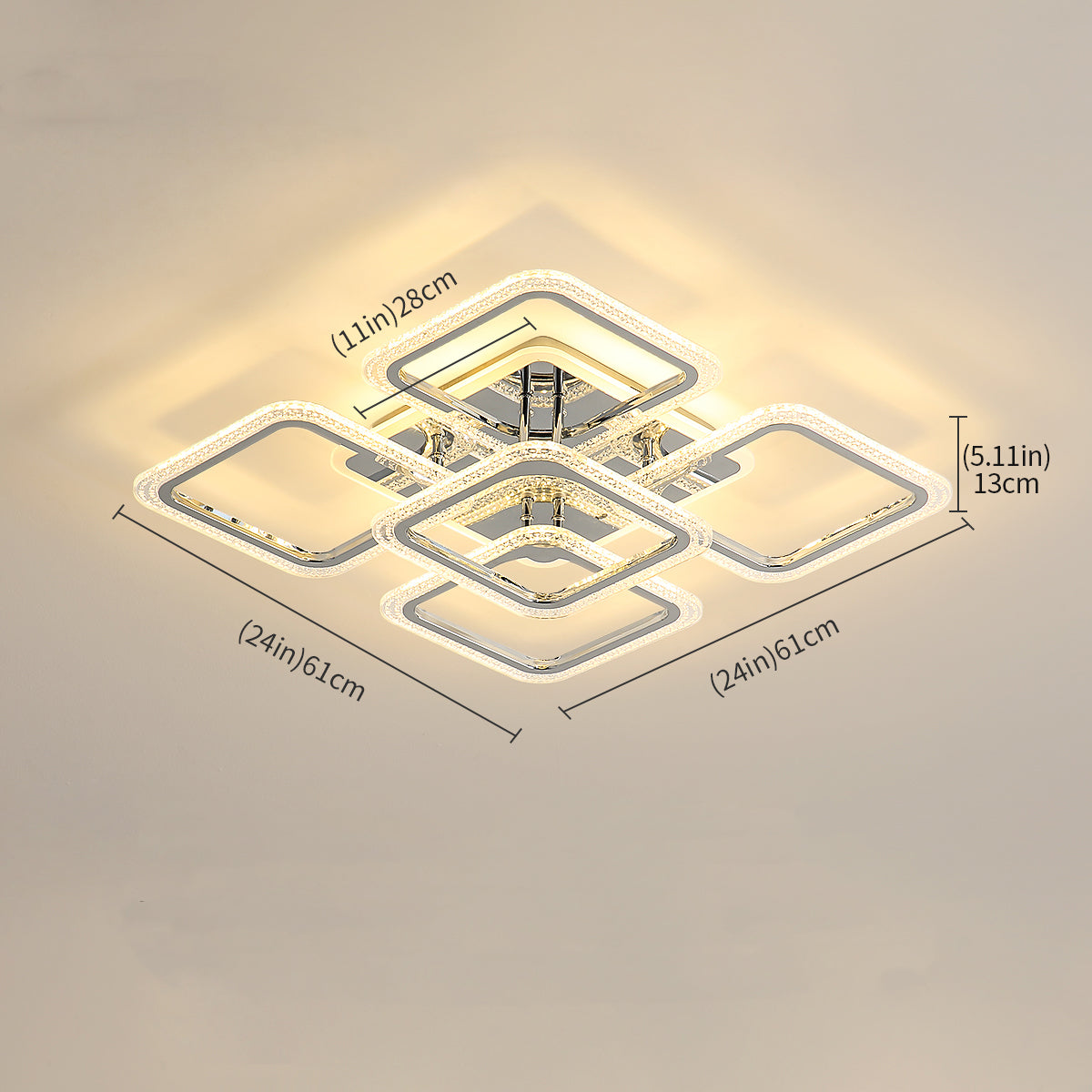 Ceiling Light - Chrome Acrylic Frame, Tunable and Dimmable