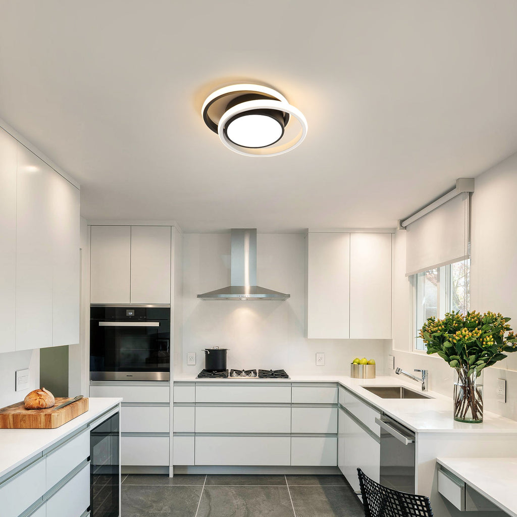 Ceiling Light - Black & White Aluminium Frame, Warm Light
