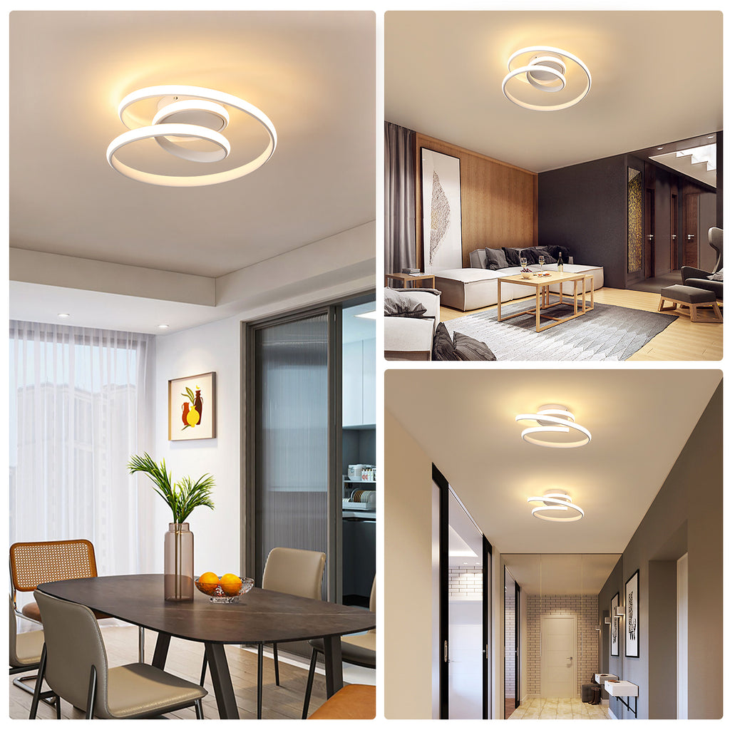 Ceiling Light - White Aluminium Frame, Warm Light