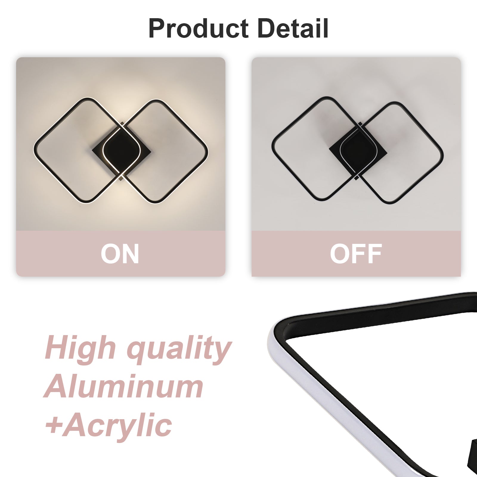 Ceiling Light - Black Aluminium Frame, Natural Light