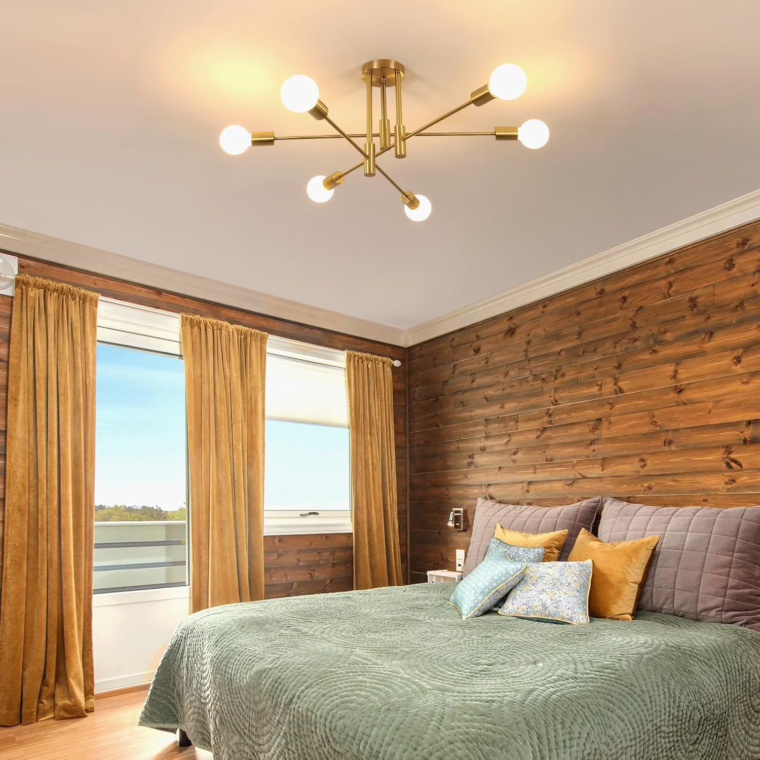 Ceiling Light - Gold Metal Frame