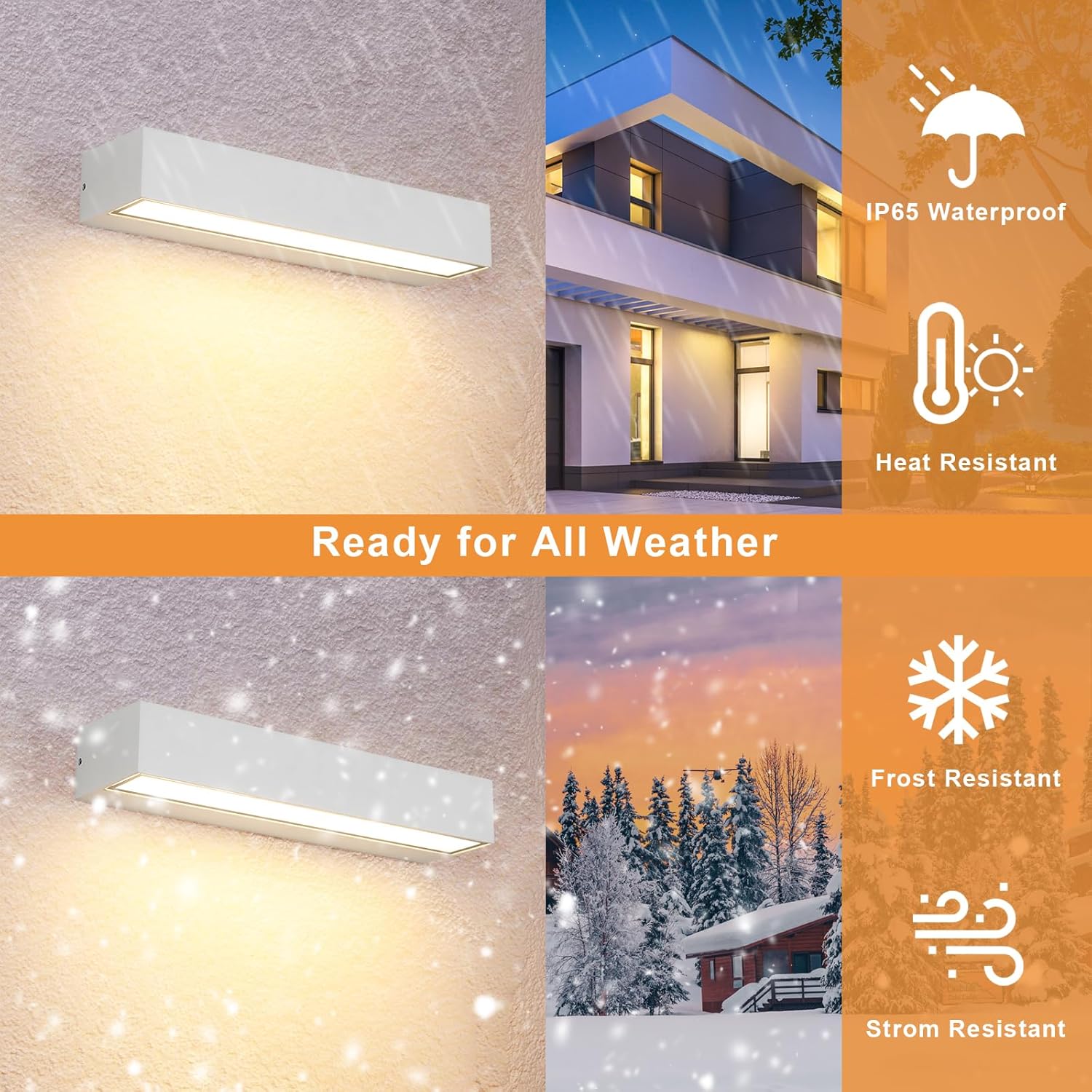 Wall Light - White Metal Frame, Warm Light