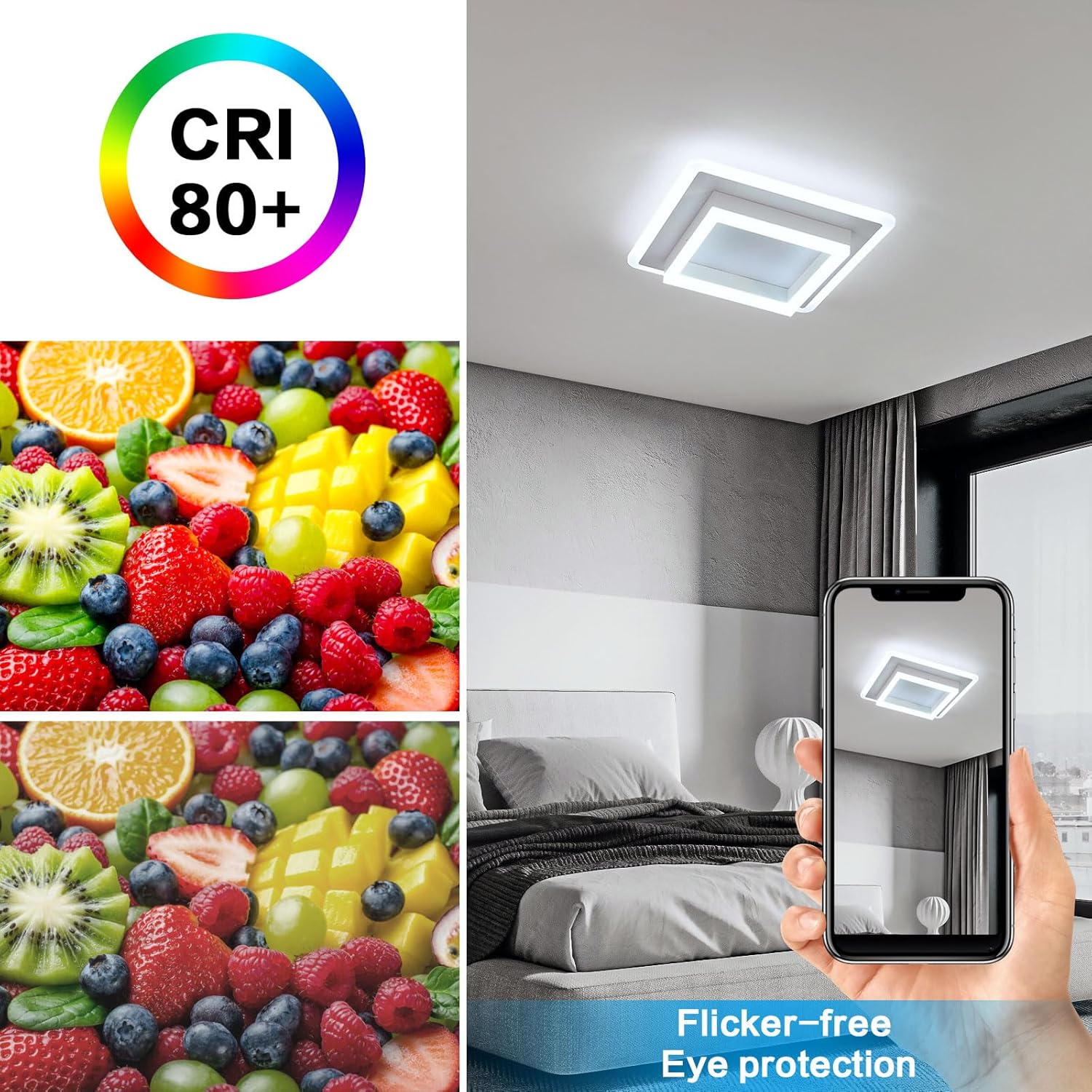 Ceiling Light - White Acrylic Frame, White Light