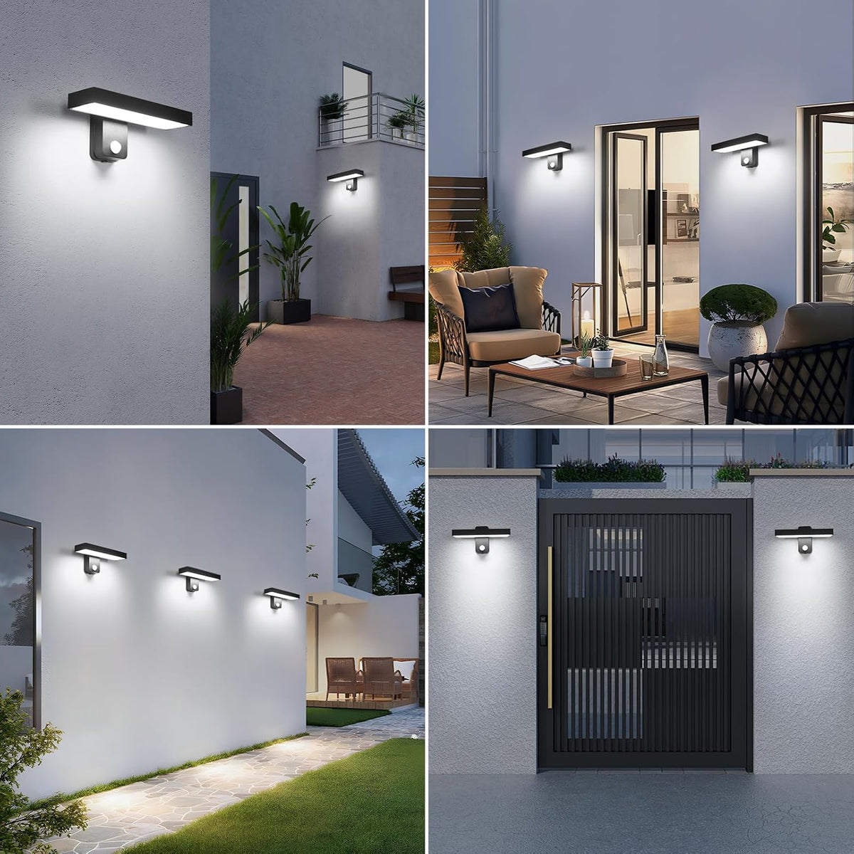 Wall Light - Black Aluminium Frame, White Light