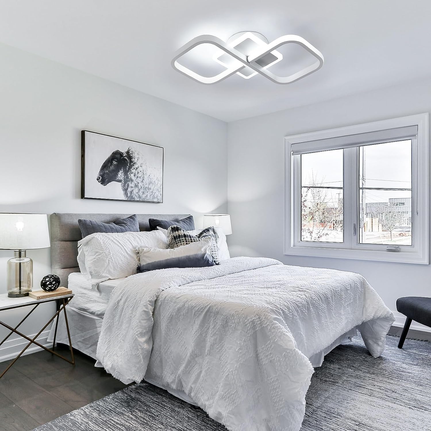 Ceiling Light - White Acrylic Frame, White Light