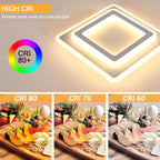 Ceiling Light - White Acrylic Frame, Warm Light
