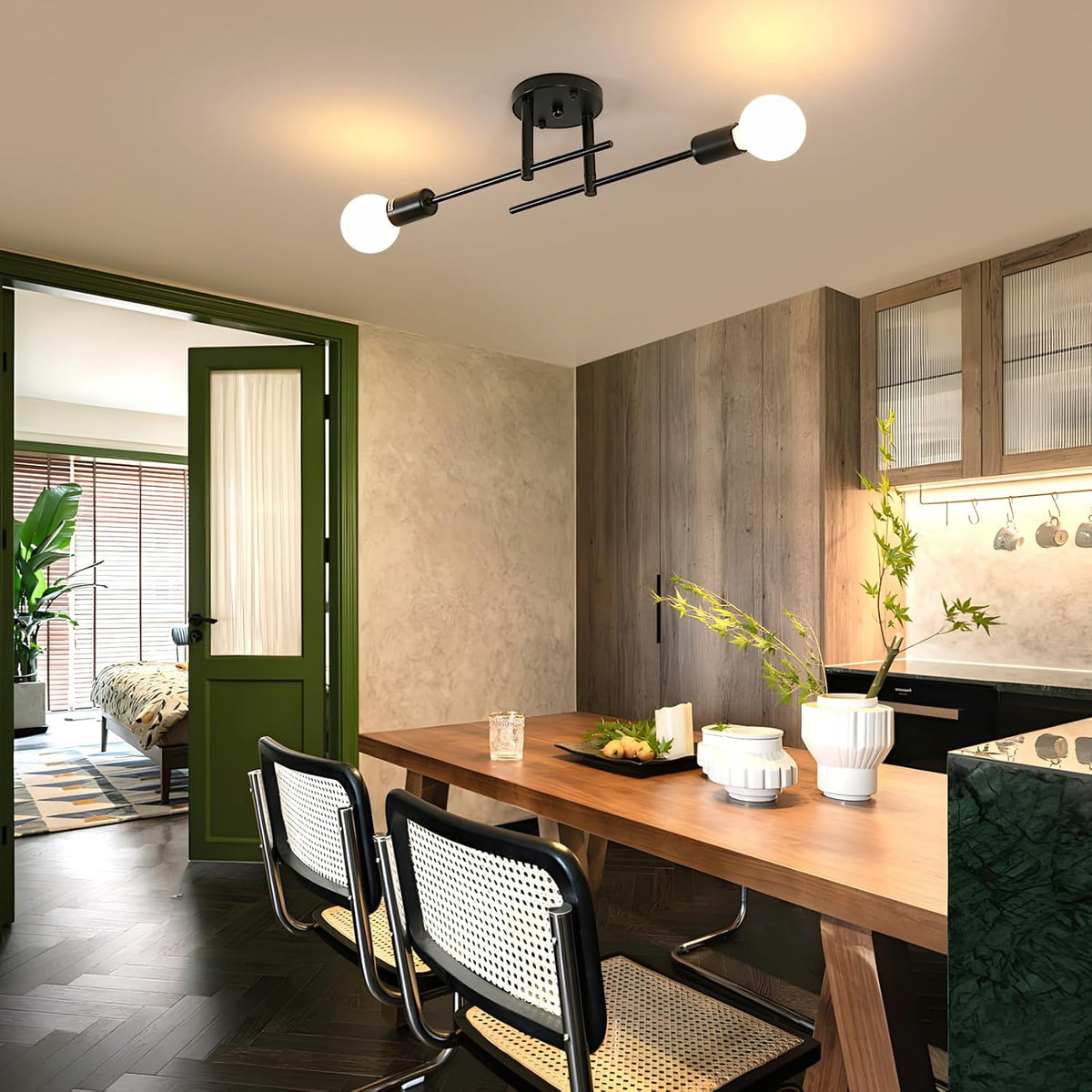 Ceiling Light - Black Metal Frame