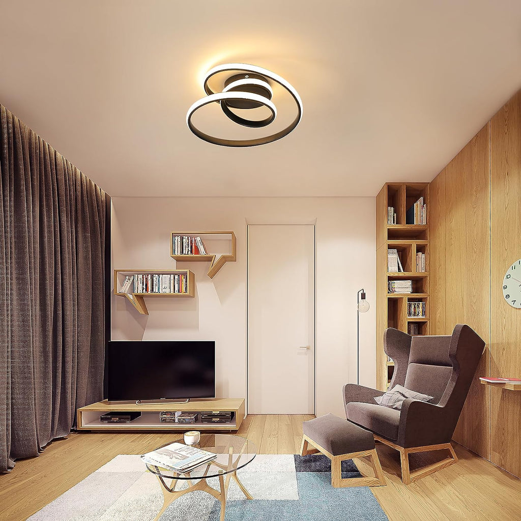 Ceiling Light - Black Aluminium Frame, Warm Light