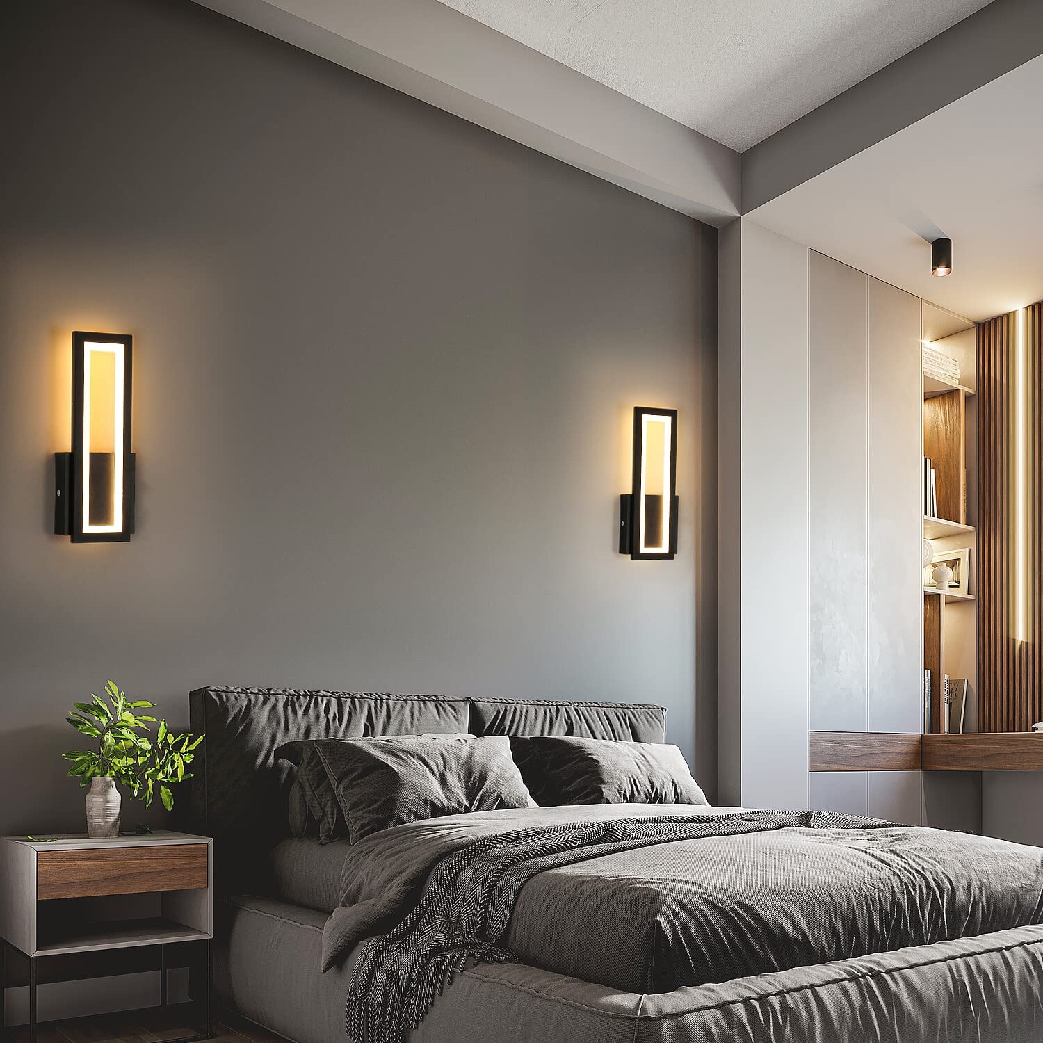 Lampada da Parete - Cornice in Acrilico Nero, Luce Calda