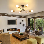 Ceiling Light - Black & Wood Metal Frame