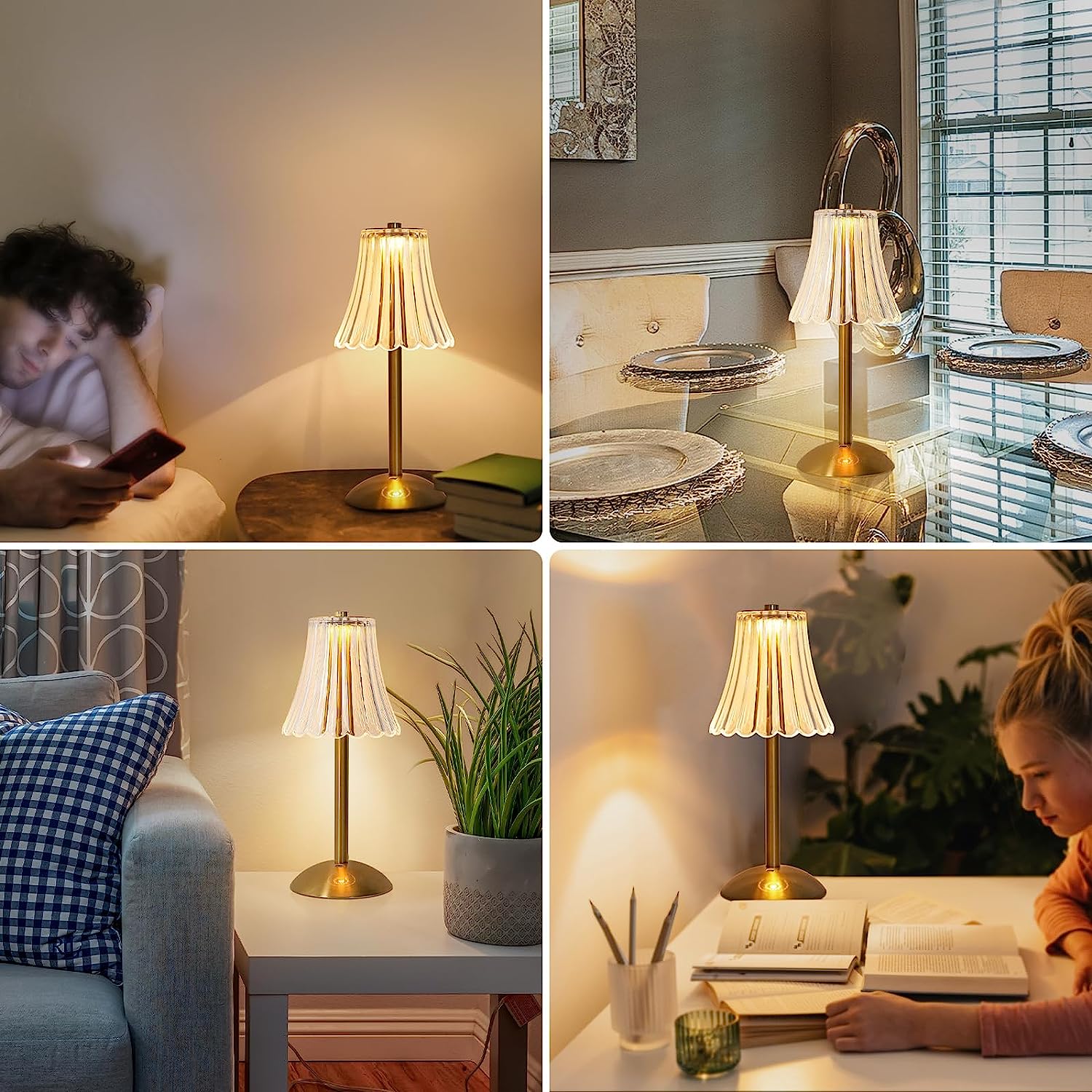 Table Lamps - Gold Plastic Frame, Tunable