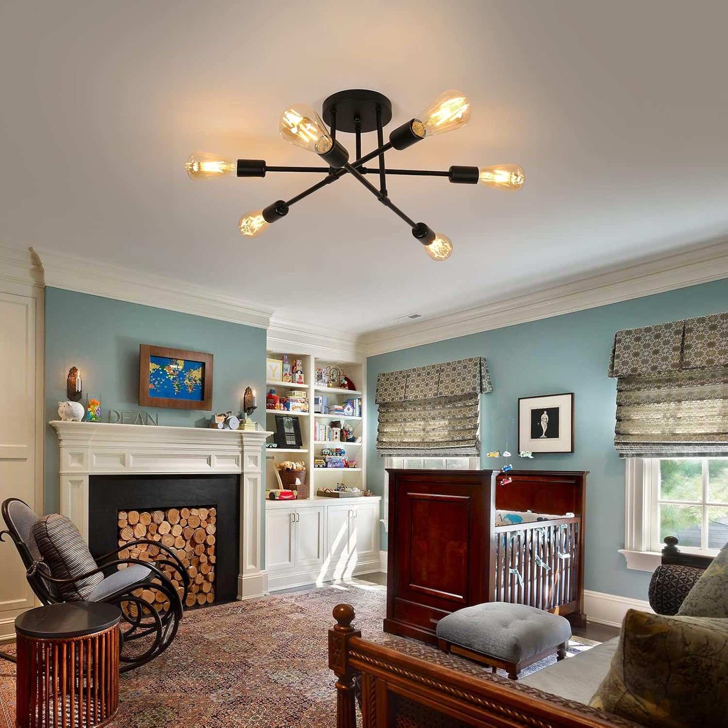 Ceiling Light - Black Metal Frame