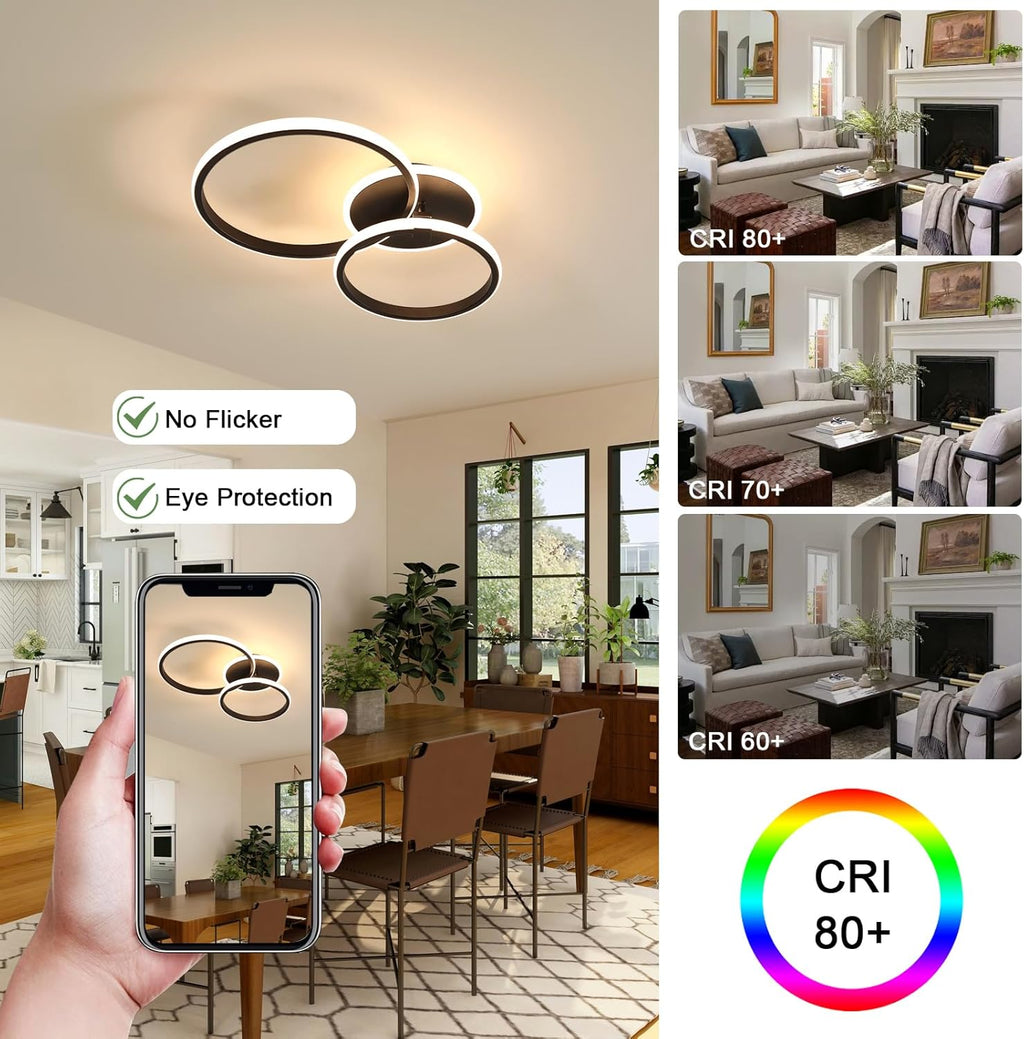 Ceiling Light - Black Acrylic Frame, Tunable and Dimmable