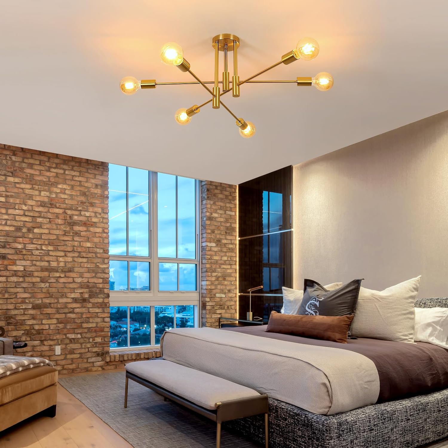 Ceiling Light - Gold Metal Frame
