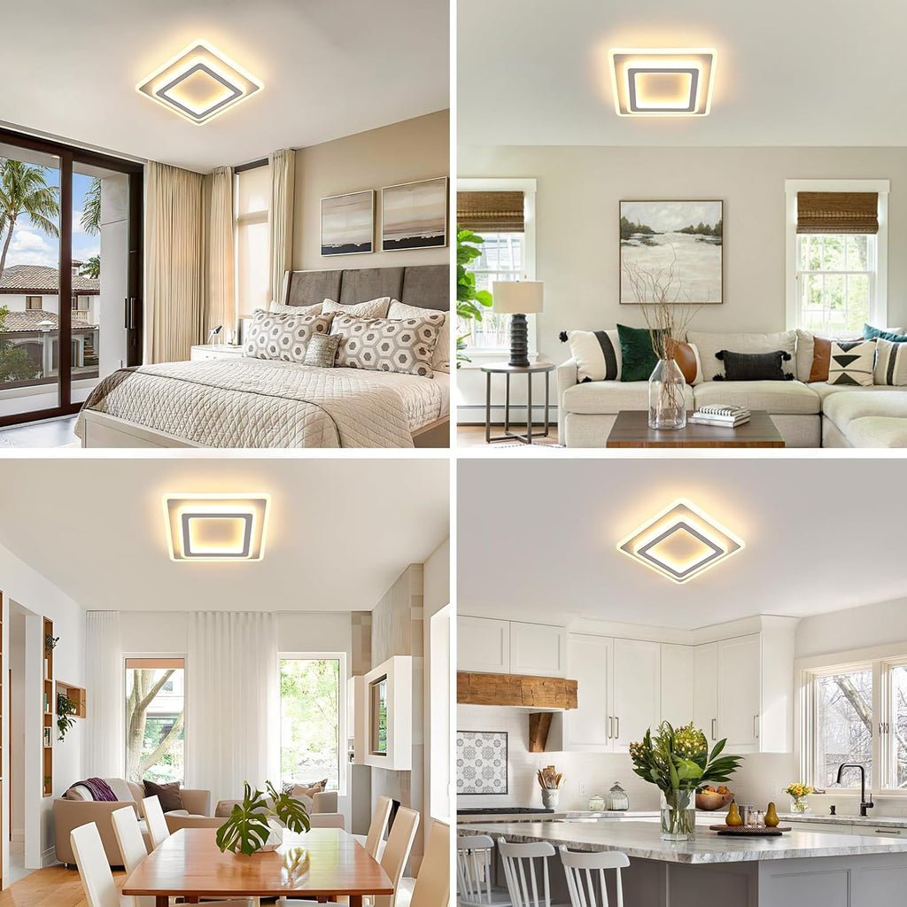 Ceiling Light - White Acrylic Frame, Warm Light