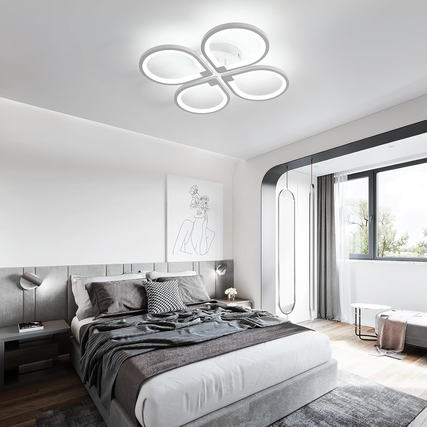 Ceiling Light - White Acrylic Frame, White Light