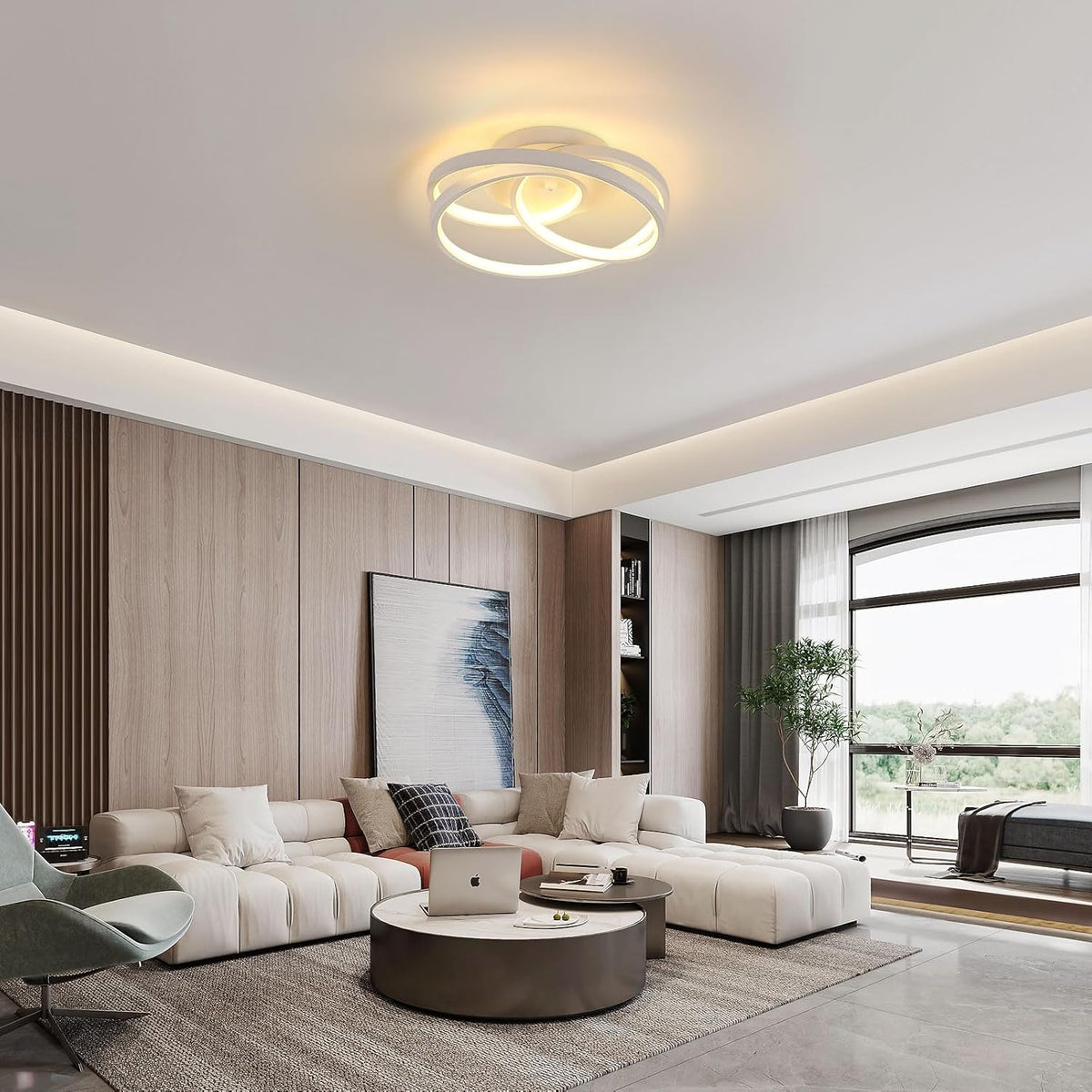 Ceiling Light - White Aluminium Frame, Warm Light
