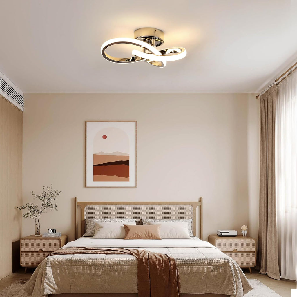 Ceiling Light - Chrome Aluminium Frame, Warm Light