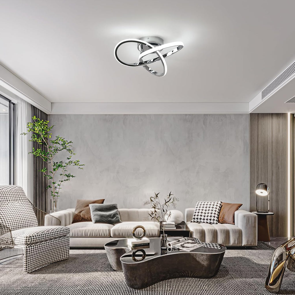 Ceiling Light - Chrome Aluminium Frame, White Light