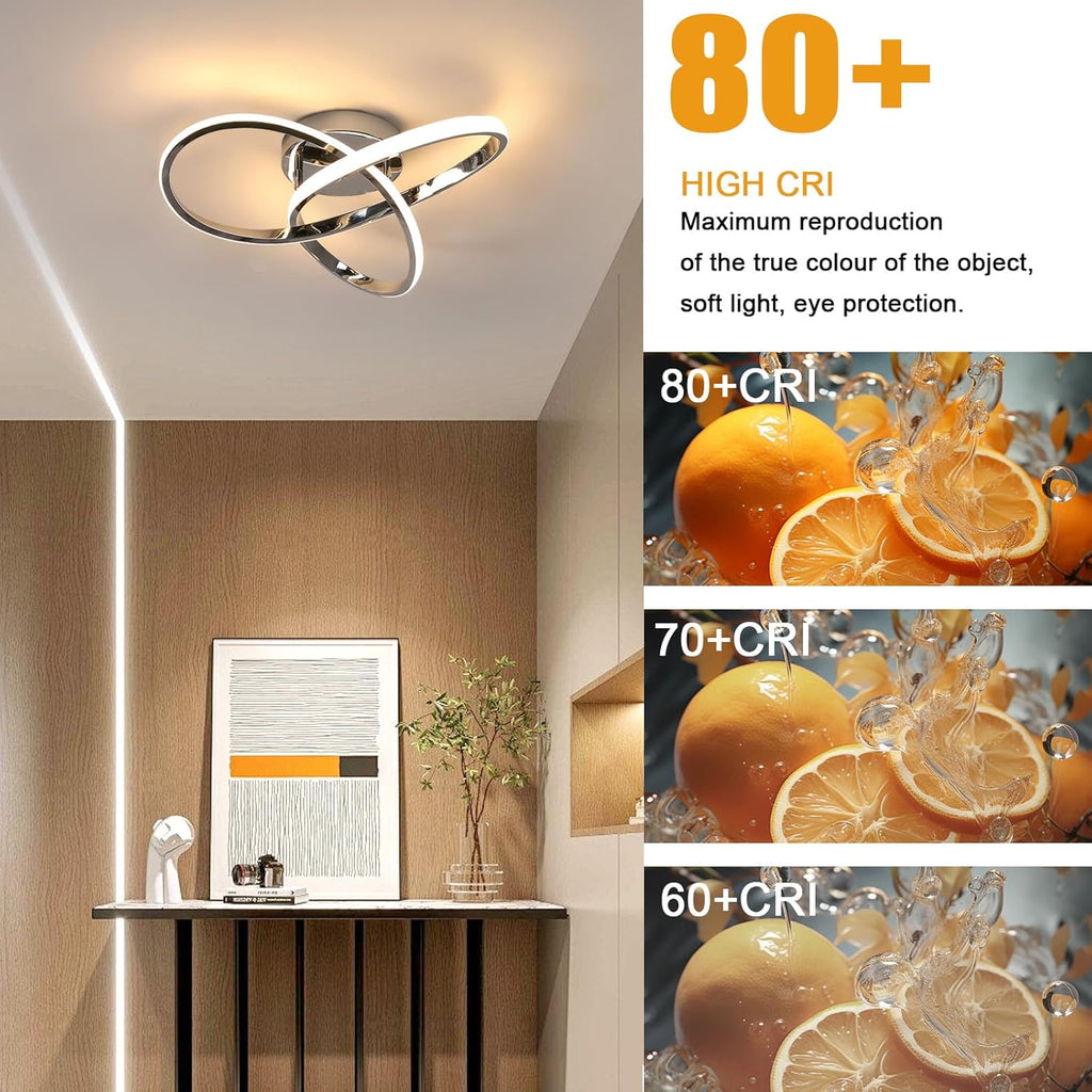 Ceiling Light - Chrome Aluminium Frame, Warm Light