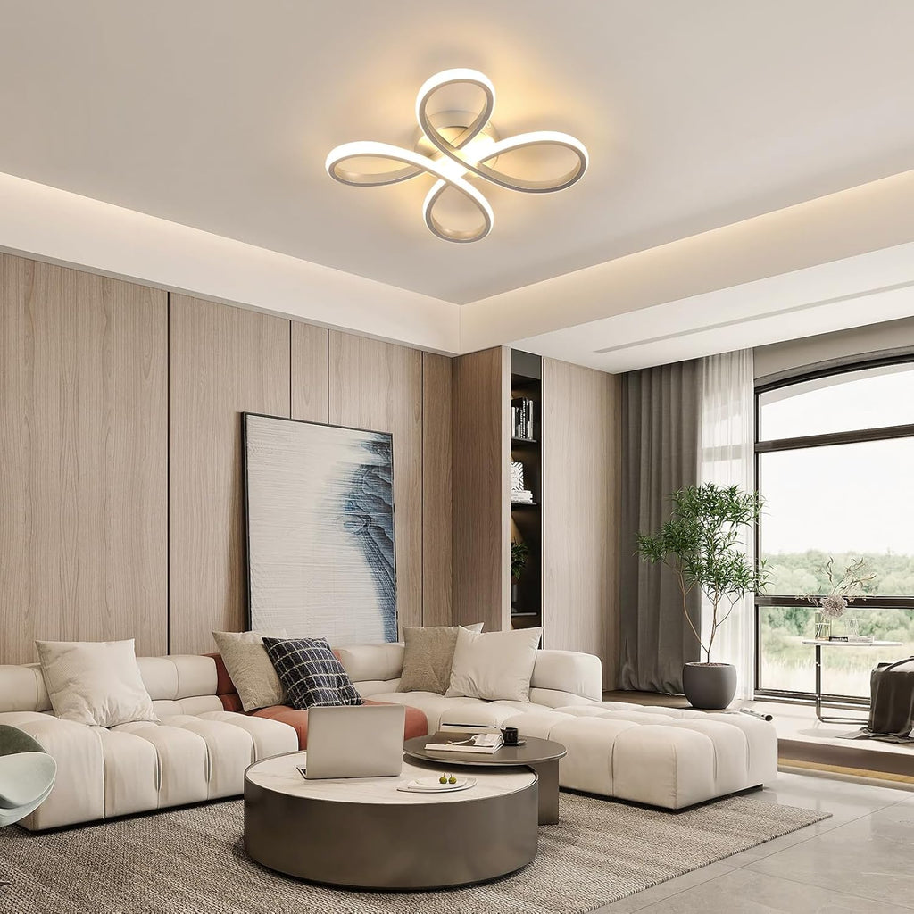 Ceiling Light - Silver Aluminium Frame, Warm Light