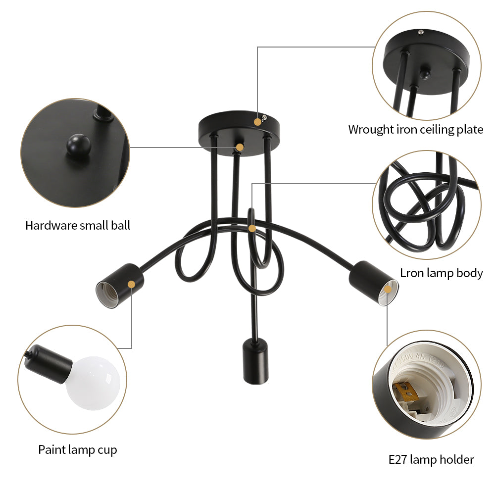 Ceiling Light - Black Metal Frame