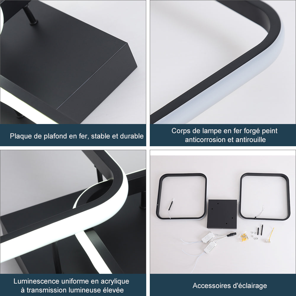 Ceiling Light - Black Aluminium Frame, White Light