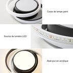 Ceiling Light - Black & White Aluminium Frame, Warm Light