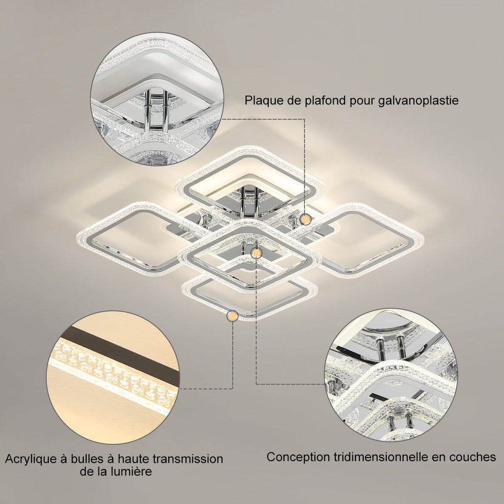 Ceiling Light - Chrome Acrylic Frame, Tunable and Dimmable