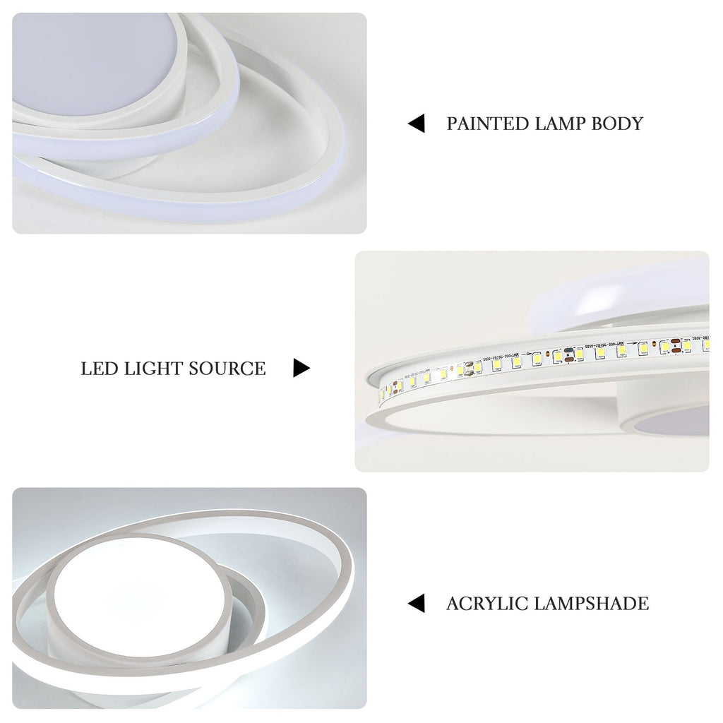 Ceiling Light - White Metal Frame, White Light