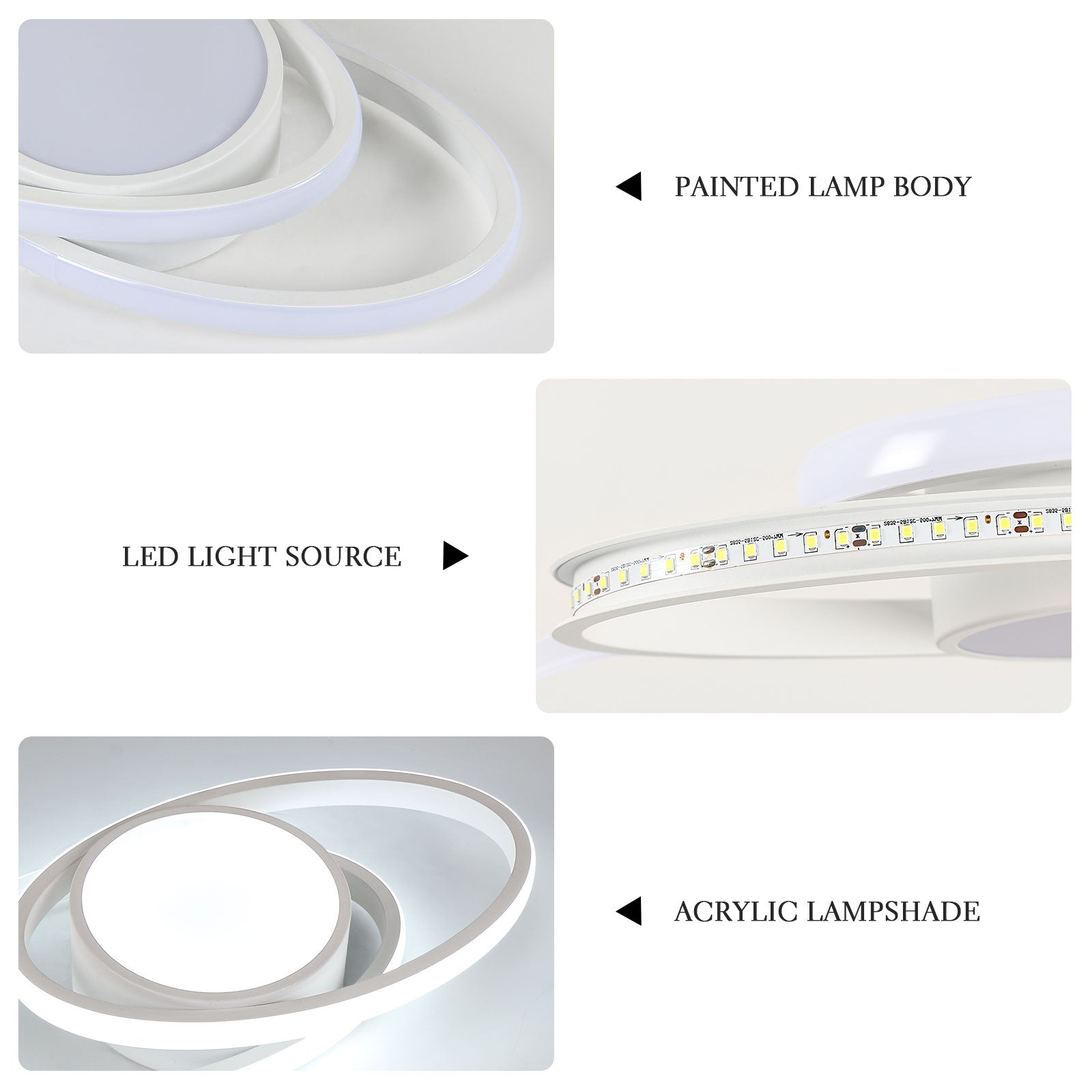 Ceiling Light - White Metal Frame, White Light
