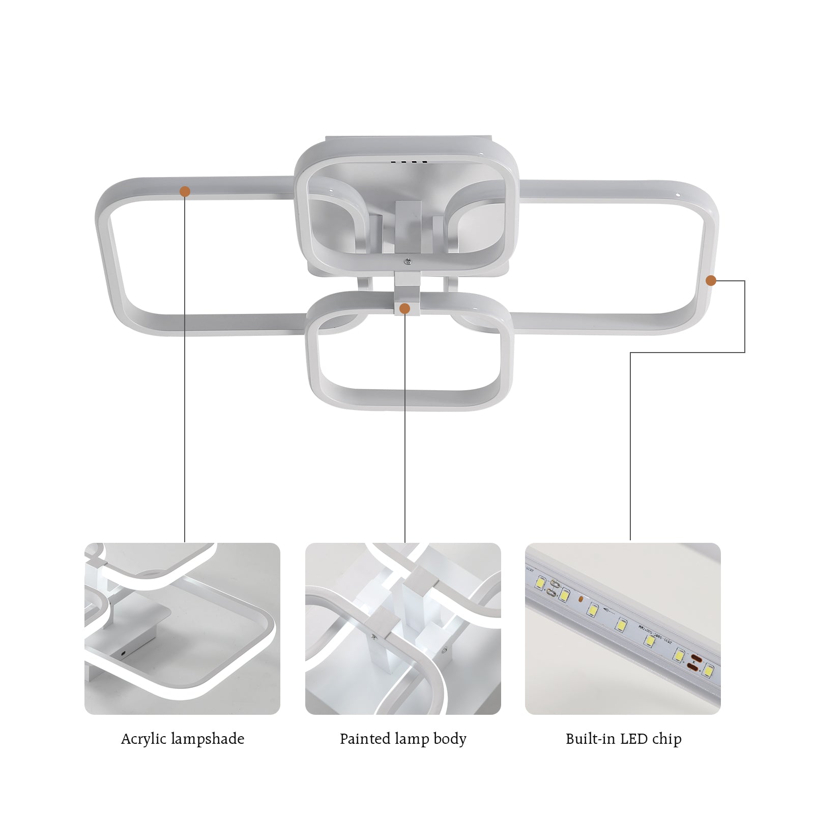 Deckenleuchte - Weißer Aluminiumrahmen, Weißes Licht