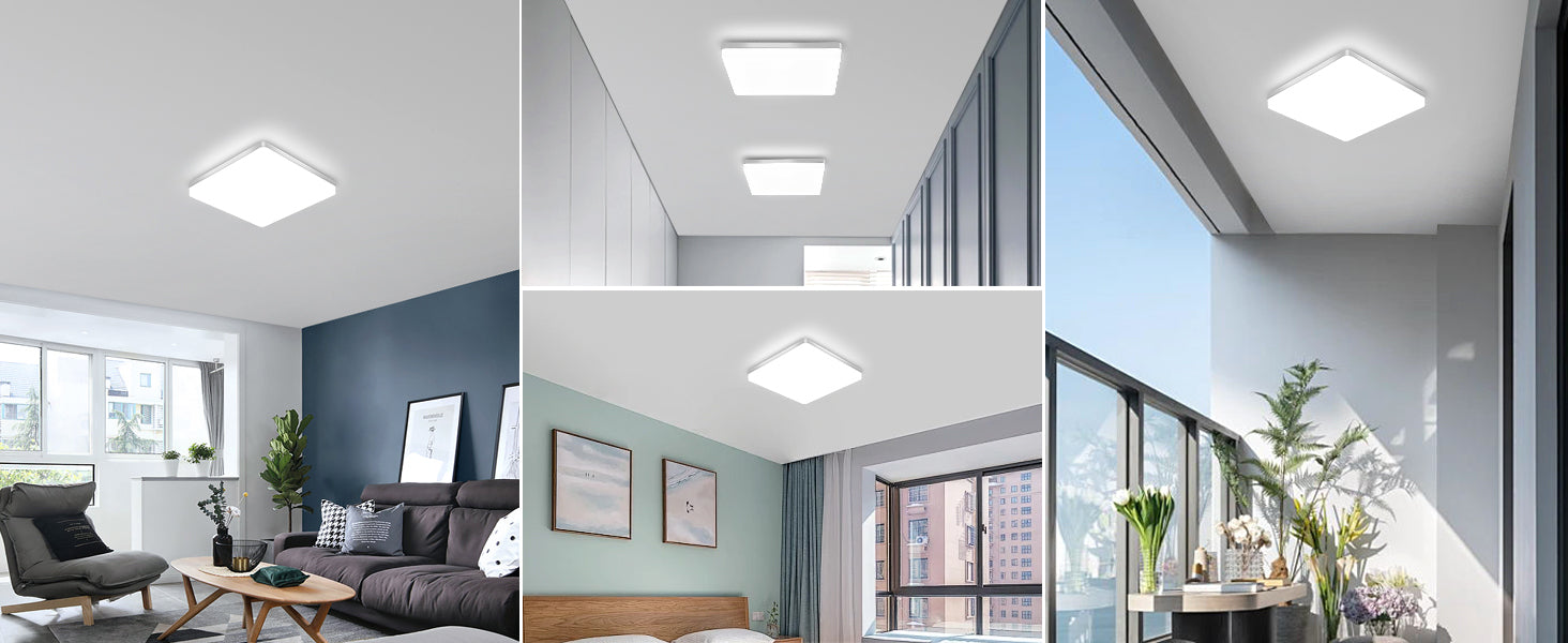Ceiling Light - White Plastic Frame, White Light